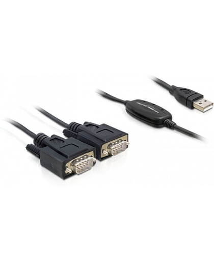 DeLOCK 2x RS232/USB 2.0 DB9 USB 2.0 Zwart kabeladapter/verloopstukje