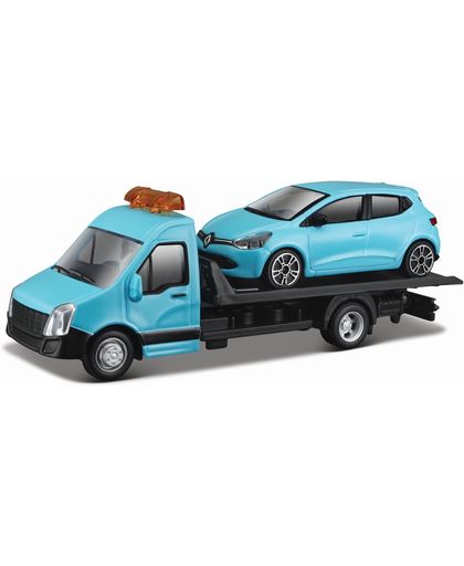 Vrachtauto Bburago Transporter + Renault schaal 1:43