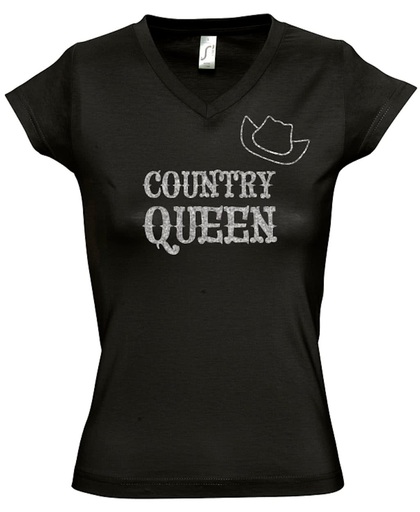 Toppers tip: Zwart T-Shirt "Country Queen" (M)