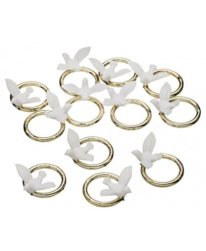 Plastic duifjes met ring 12 stuks