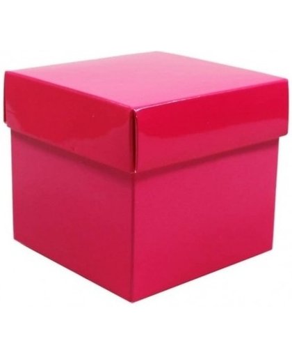 Roze cadeauverpakking decoratie 10 cm kubus