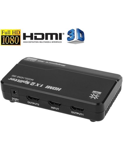 HUIYISHUN HDMI-200 1x2 HDMI Splitter voor HDTV, Ondersteunt 3D & Full HD 1080P(zwart)