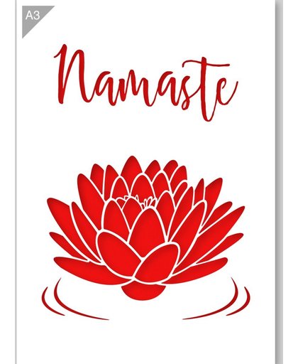 Namaste en Lotus Bloem Sjabloon - A3 Kunststof Stencil - 42 x 29,7 cm - De bloem is 24cm breed