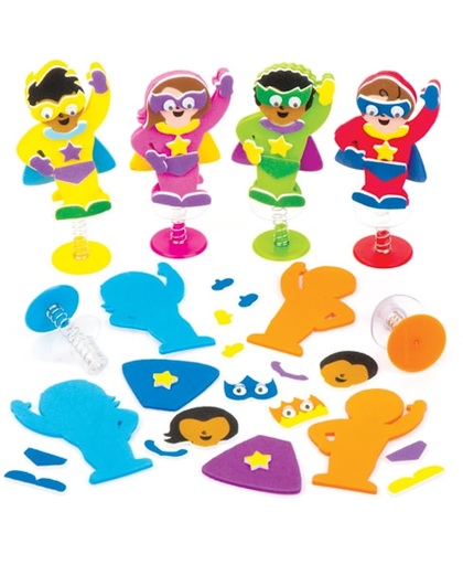 Sets met opspringende helden die kinderen kunnen ontwerpen, maken en versieren – creatieve speelgoedknutselset voor kinderen (6 stuks per verpakking)