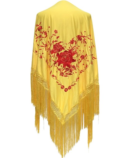 Spaanse manton - omslagdoek - geel rood Large bij verkleedkleding of Flamenco jurk