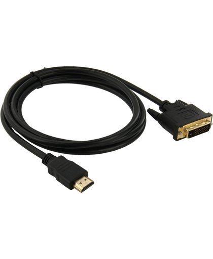 HDMI (Type-A) mannetje DVI 24+1 Pin mannetje Adapter kabel, Lengte: 1.8 meter