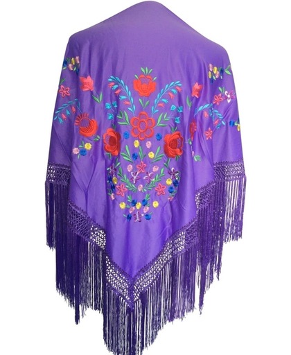 Spaanse manton - omslagdoek - paars bij verkleedkleding of Flamenco jurk