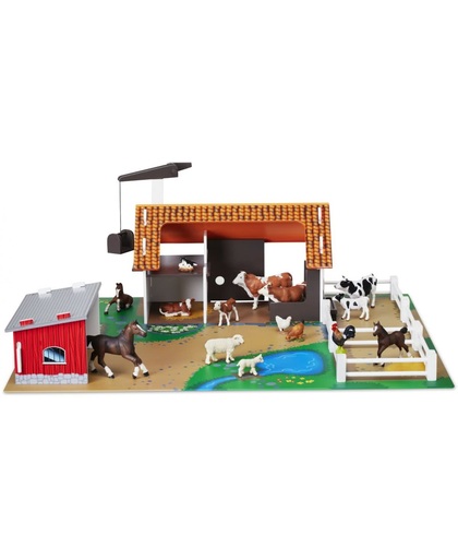Micki Houten speelgoed Landbouw Houten boerderij met speelfiguren