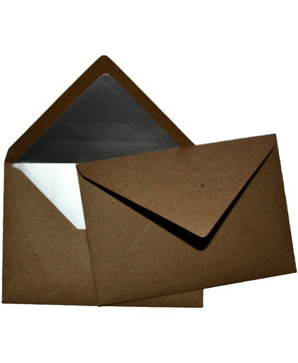 C6 envelop recycled kraft bruin met zilveren binnenvoering (50 stuks)