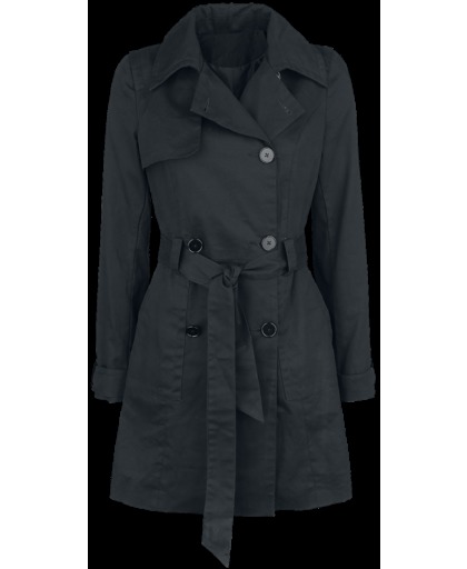 Forplay Cotton Trenchcoat Girls lange jas zwart
