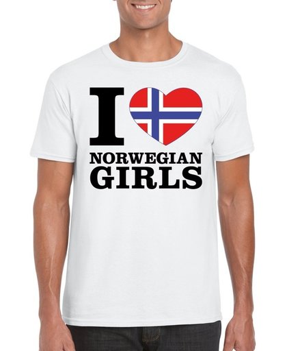 I love Norwegian girls t-shirt wit heren - Noorwegen shirt M