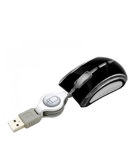 Esperanza Celaneo | Mini USB Optische Muis Notebook | Intrekbare Kabel | 800DPI | Ergonomisch | Lichteffect | 3 Buttons | Vertical Scroll | Zwart