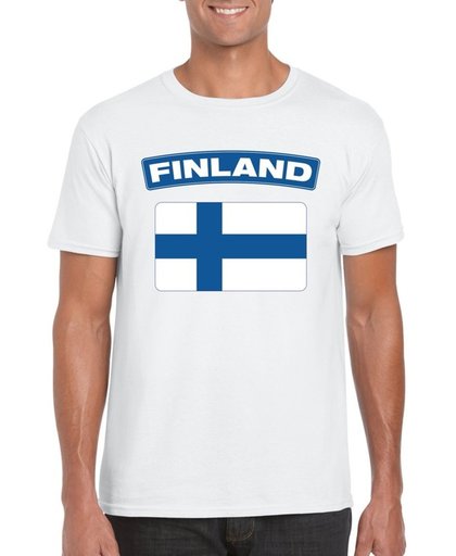 Finland t-shirt met Finse vlag wit heren S