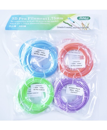 HQ Filamenten/Vullingen voor 3D Printer Pen (100 meter, 20 kleuren elk 5m, 1.75mm PLA, tolerantie 0,02mm!)
