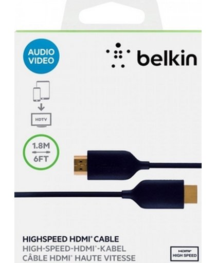 Belkin HDMI, 1.8m 1.8m HDMI HDMI Zwart HDMI kabel
