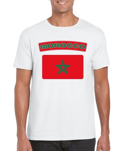 Marokko t-shirt met Marokkaanse vlag wit heren - maat S