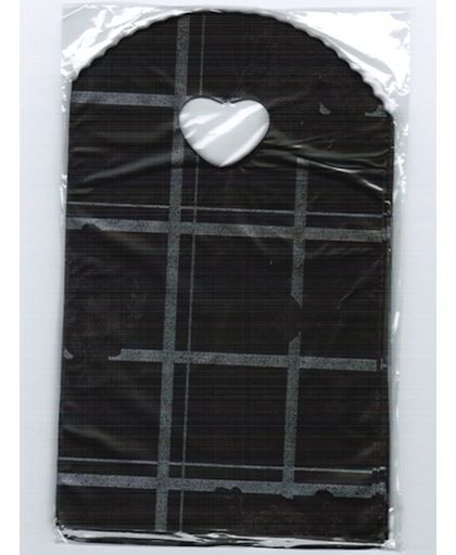 Tasjes 20x13 (150 stuks) zwart met zilver streep