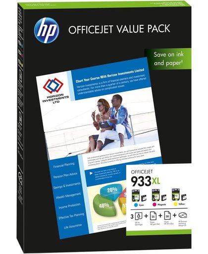 HP 933XL Officejet value pack, 75 vel/A4/210 x 297 mm