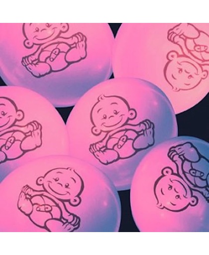Ballonnen met afbeelding baby (roze) 6 stuks
