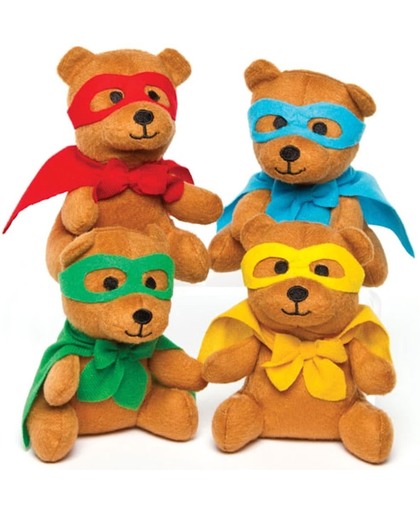Speelgoed pluchen superheldenberen - knuffel speeltje voor kinderen ideaal om cadeau te geven (4 stuks)