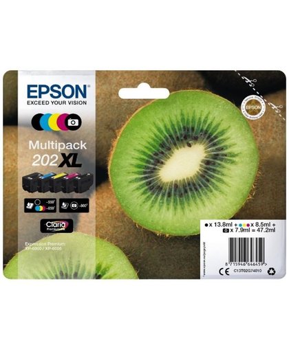 Epson 202XL inktcartridge Zwart, Cyaan, Magenta, Foto zwart, Geel 8,5 ml