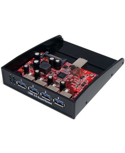 StarTech.com 4-poort Hub USB 3.0 Voorpaneel 3,5/5,25 inch Bay hub & concentrator