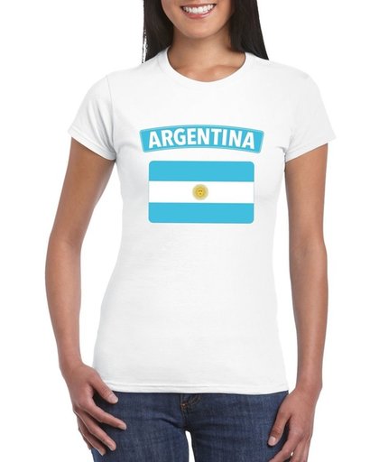 Argentinie t-shirt met Argentijnse vlag wit dames XL