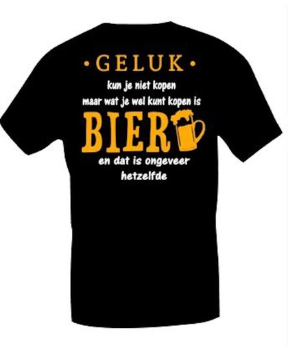 Heren t-shirt Geluk en Bier maat XL