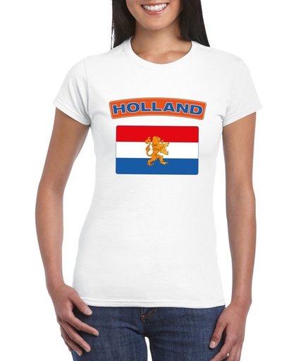 Nederland t-shirt met Nederlandse vlag wit dames M