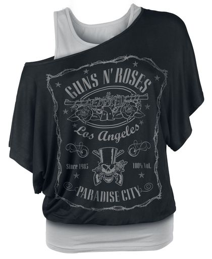Guns N&apos; Roses Paradise City Label Girls shirt zwart-grijs