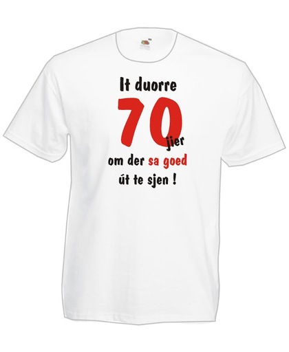 Mijncadeautje Frysl�n T-shirt It duorre 70 jier Heren WIT (maat XL)