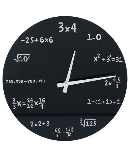 Mathematics Glass Wall-Clock Wandklok zwart