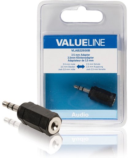 Valueline VLAB22930B 3.5mm Stereo Plug 2.5mm Stereo Vrouwelijk Zwart kabeladapter/verloopstukje