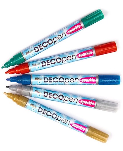 Deco-pennen met glinsterende parelmoer acrylverf  (Pakket B)