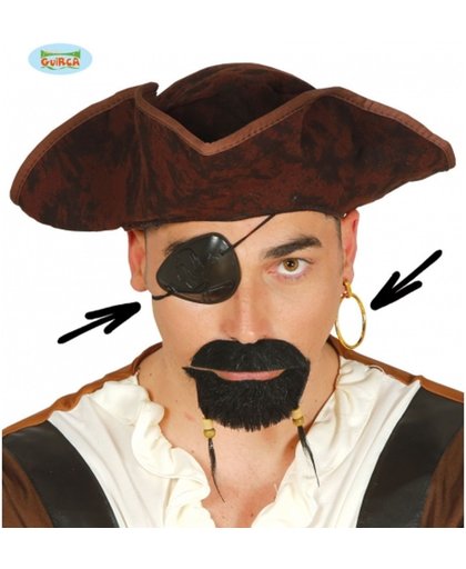 Piraten ooglapje met oorbellen