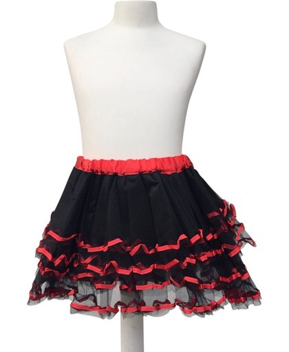 Spaans ballet Rokje zwart rood verkleedkleding Prinsessen bij jurk - lengte 26 cm -