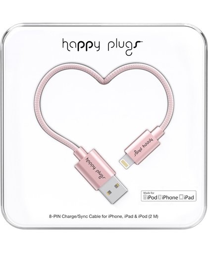 Happy Plugs Lightning laad/synchro kabel 2m pink gold