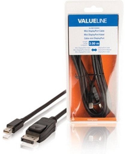 Valueline 3m Mini DisplayPort - DisplayPort m/m 3m Mini DisplayPort DisplayPort Zwart