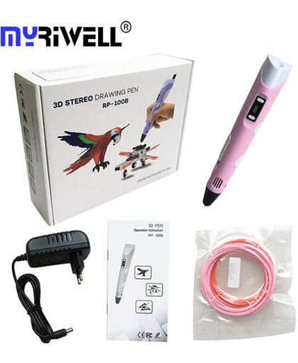 3D Pen MyRiwell Advanced RP100B 3D pen met LCD scherm voor ABS en PLA - Kleur Roze