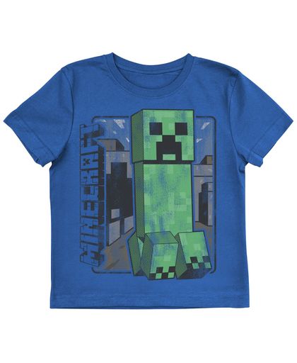Minecraft Vintage Creeper Kindershirt blauw gemêleerd