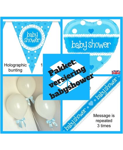 Babyshower versiering pakket jongen / blauw - babyshower decoratie - ballon (pakket 3.)