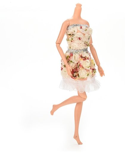 Korte hippe bloemetjes jurk voor de Barbie pop NBH®