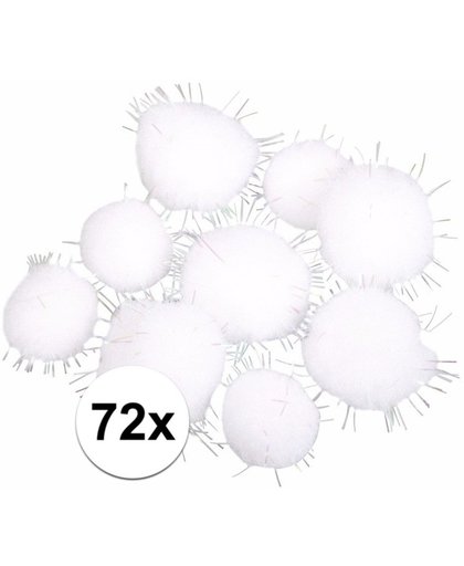 72x witte knutsel pompons met stekeltjes 7 mm - hobby balletjes