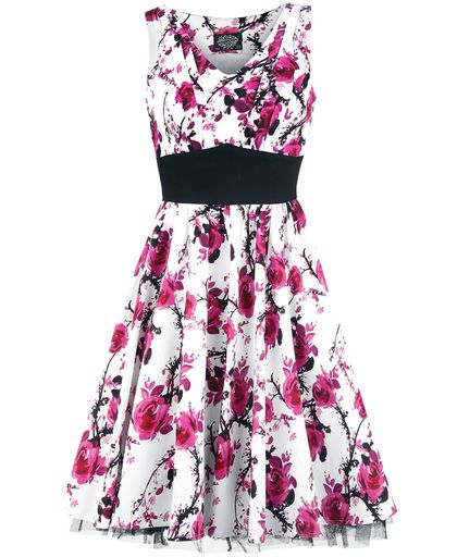 H&R London Pink Floral Dress Jurk wit-felroze