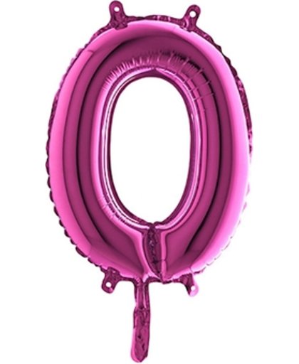 Folieballon cijfer '0' fuchsia (35cm)