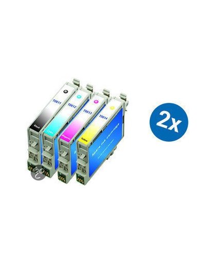 Merkloos   Inktcartridge / Alternatief voor de Epson T0611-614 inktcartridge multipack T0615 2 sets Cartridge
