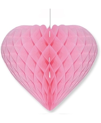 Lichtroze decoratie hart 28 cm - Valentijn / Bruiloft versiering