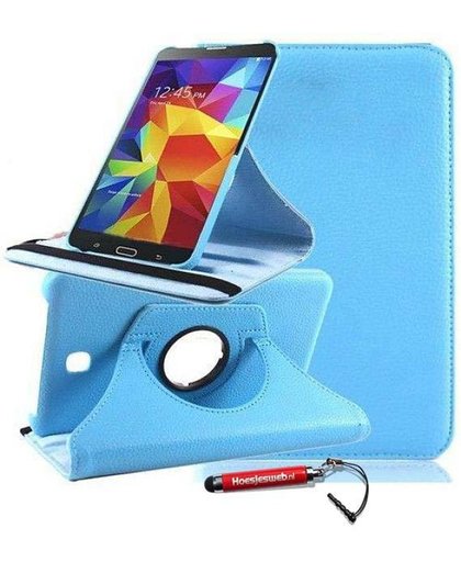 Licht blauwe 360 graden draaibare tablethoes Galaxy Tab 4 7.0 en uitschuifbare Hoesjesweb stylus