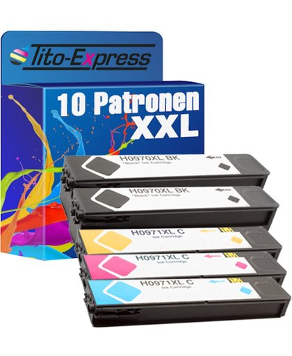 Tito-Express PlatinumSerie PlatinumSerie® 10 Cartridges XXL Black, Cyan, Magenta, Yellow. Compatible voor HP 970XL 971XL Pigment-Tinte/HP OfficeJet Pro X/ OfficeJet Pro X 450 Series / 451 DN / 451 DW / 470 Series / 476 DN / 476 DW / 551 DW / 576 D