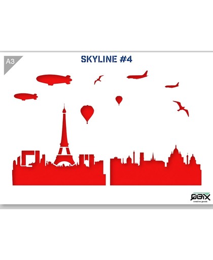 Sjabloon Parijs Skyline Kunststof Stencil A3 42 x 29,7 cm